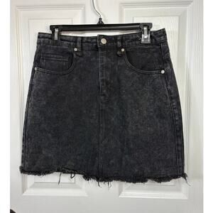 NWT Brave Soul London Women's Sylvie Denim Snow Wash Mini Skirt Size 12 Black